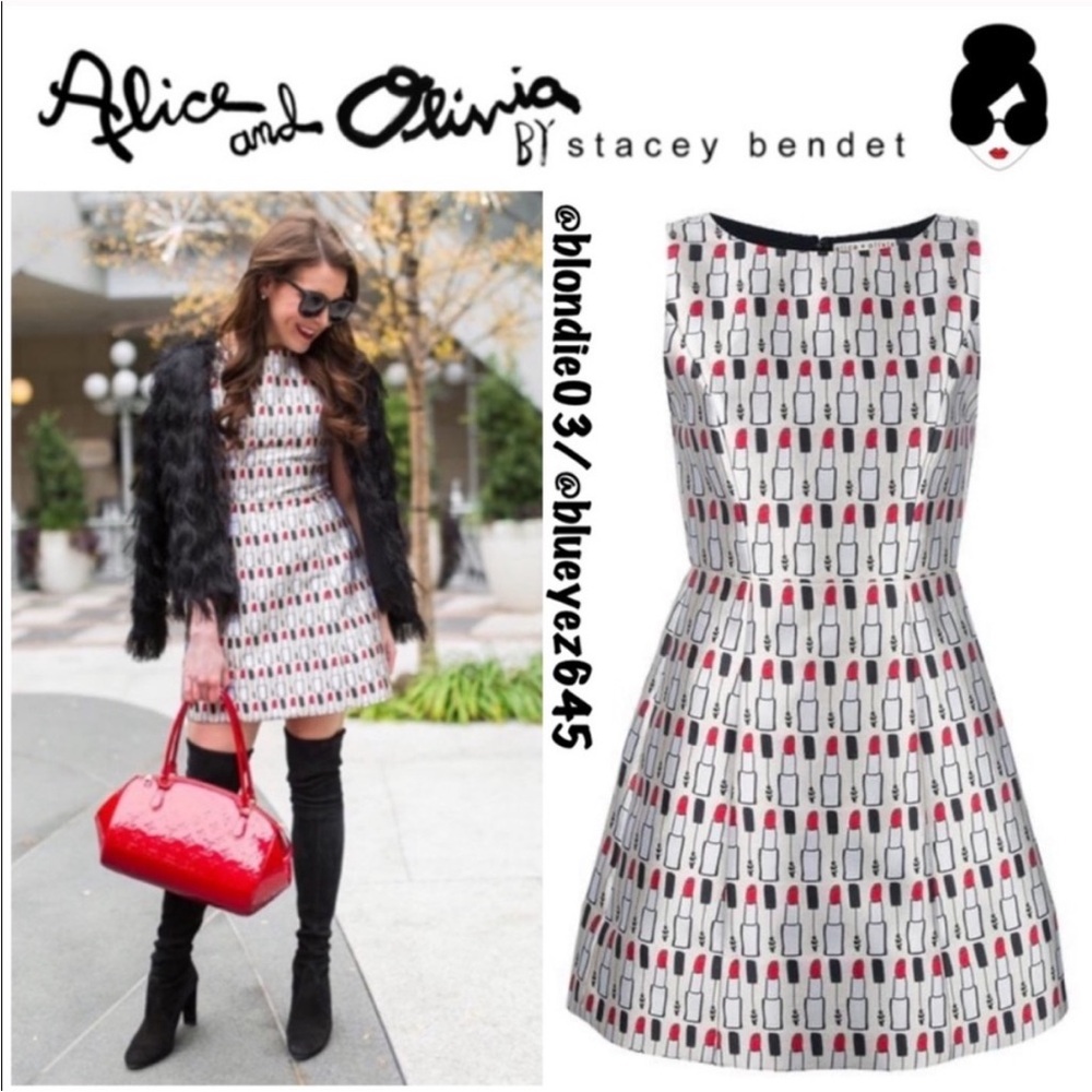 Alice + Olivia “Lindsey” Structured Cosmetics Print Dress 4